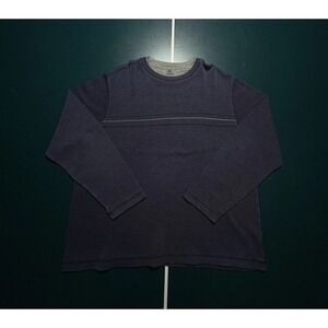 Vintage Y2K Chest Striped Crewneck Sweater Men's XL Blue Gray Knit‎ Skater